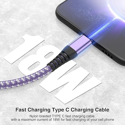 5Pack USB C Type C Cable 6FT,Nylon Braided Fast Charging 3A Quick Charger Cord,USB A to Type C Charger Cord Cable for iPhone 15 Samsung Galaxy S20 S10 S9 S8 Plus S10E, Note 20 10 9 8, Moto G7 G8