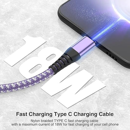 5Pack USB C Type C Cable 6FT,Nylon Braided Fast Charging 3A Quick Charger Cord,USB A to Type C Charger Cord Cable for iPhone 15 Samsung Galaxy S20 S10 S9 S8 Plus S10E, Note 20 10 9 8, Moto G7 G8