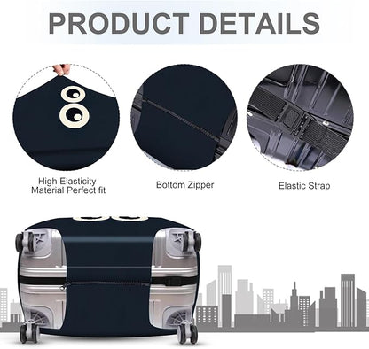 ANNA QUEEN Navy Blue Cartoon Eyes Luggage Cover, Funny Suitcase Protector for 32-34 Inch Luggage, Stretchable & Washable Travel Cover, Cute, Durable & Easy to Spot