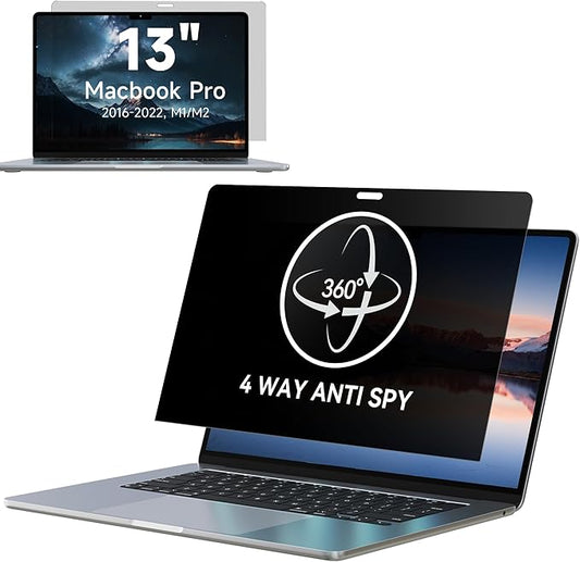 360°Privacy Screen MacBook Pro 13 inch (2016, 2017, 2018, 2019, 2020, 2021, 2022, M1, M2) & MacBook Air 13" (2018-2021, M1),Matte Anti Glare Blue Light 13 In Mac Scratch Resistant Laptop Screen Protector Filter
