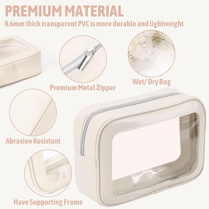 5PCS Diaper Bag Organizer Pouch Set, TSA Approved Toiletry Bag，Clear Waterproof TPU Makeup Bag Set Travel Organizer Bags for Women and Kids Christmas Gift