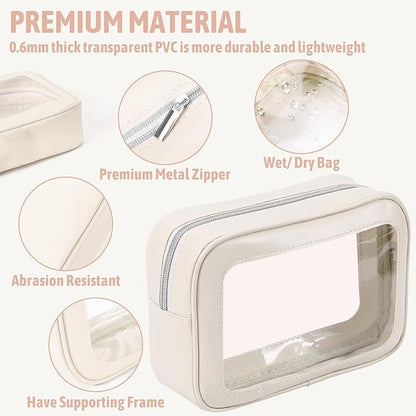 5PCS Diaper Bag Organizer Pouch Set, TSA Approved Toiletry Bag，Clear Waterproof TPU Makeup Bag Set Travel Organizer Bags for Women and Kids Christmas Gift