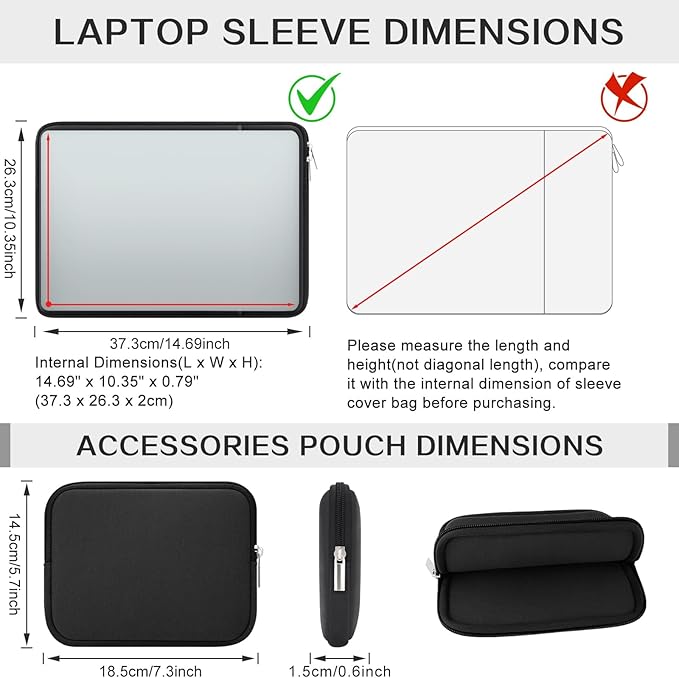 RAINYEAR 16 Inch Laptop Sleeve Soft Case with Front Pocket & Accessories Pouch,Specially Compatible with 16" MacBook M1 M2 M3 M4 A2141 A2485 A2780 A2991 A3403 A3186 (Black,Upgraded Version)