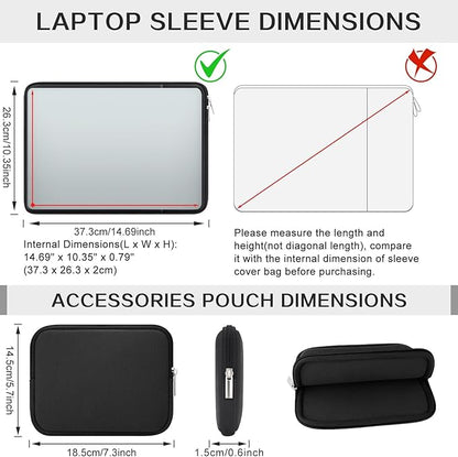 RAINYEAR 16 Inch Laptop Sleeve Soft Case with Front Pocket & Accessories Pouch,Specially Compatible with 16" MacBook M1 M2 M3 M4 A2141 A2485 A2780 A2991 A3403 A3186 (Black,Upgraded Version)