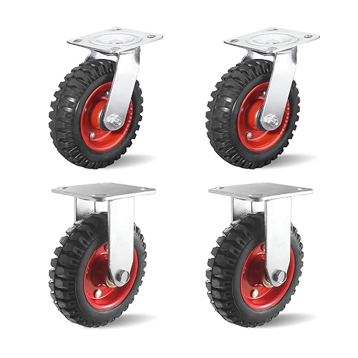 8 Inch Caster Wheels, Casters Set of 4 Heavy Duty, Industrial Castors for Moving Needs, Plate Castor Wheels Perfect for Furniture, Equipment (8INCH 2*Swivel+2*Fixed)