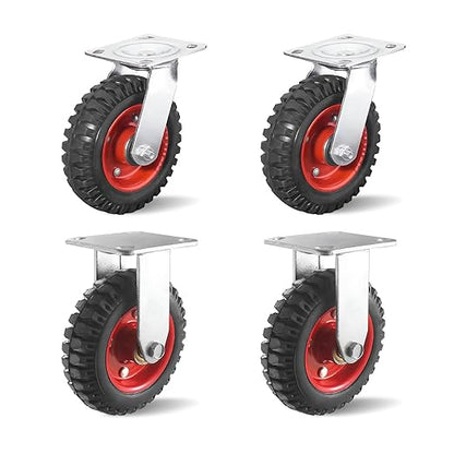8 Inch Caster Wheels, Casters Set of 4 Heavy Duty, Industrial Castors for Moving Needs, Plate Castor Wheels Perfect for Furniture, Equipment (8INCH 2*Swivel+2*Fixed)