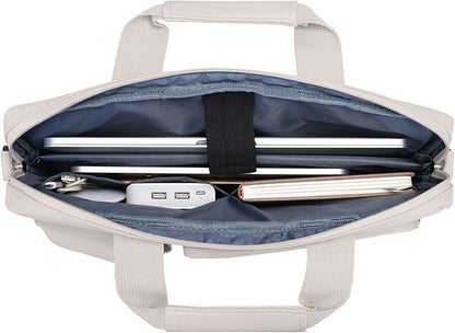 MOSISO Laptop Shoulder Bag 13.3 inch, 13-14 inch Computer Bag Compatible with MacBook Air/Pro 13 / Pro 14, HP Dell ASUS Lenovo with 2 Raised&1 Flapover&1 Horizontal Pocket&Handle&Belt, Stone Gray