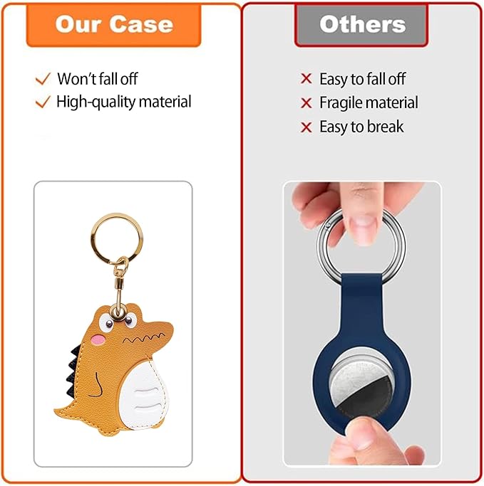 Leather Keychain Case Holder Compatible with Apple AirTag, GPS Airtag Keychain Finder Tracker with Key Ring, Anti-Scratch Protective Air Tag Cover