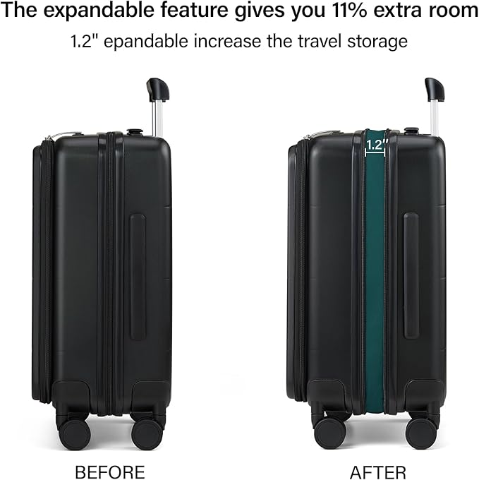 MILADA 24 Inch Expandable Top Opening Luggage with Spinner Wheels Medium Checked Suitcase with Wheels Hard Shell Trunk Suitcase TSA Approved Luggage for travel, Black