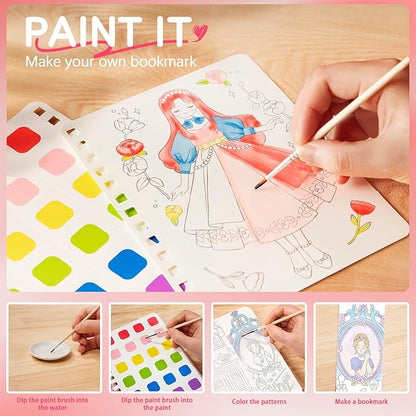 MIROLA KIDS 3 in 1 Poke Craft Kits for Girls, Princess Dress Art Crafts for Kids Ages 4-8, DIY Activity with Watercolor Painting, Stickers, Poking Gifts for 4 5 6 7 8+ Year Old Girls