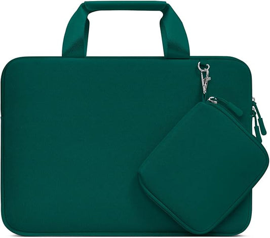MOSISO Laptop Case 13.3 inch, 13-13.3 inch Laptop Sleeve Bag Compatible with MacBook Air/Pro 13 / Pro 14, HP Dell ASUS, Neoprene Carrying Computer Bag with Handle&Detachable Small Case, Teal Green