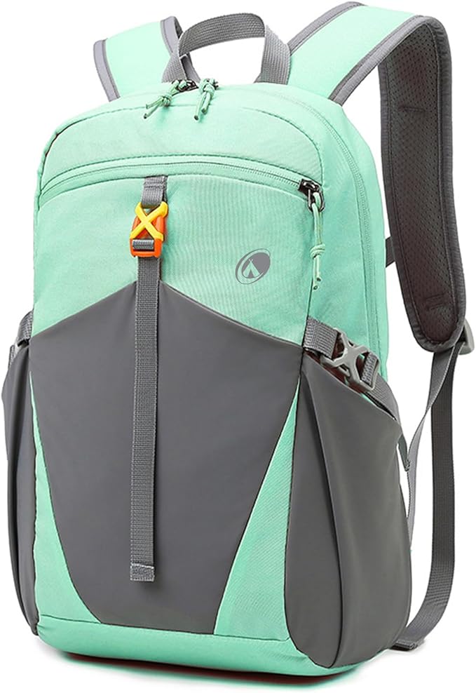 12L Mini Waterproof Hiking Backpack with Padded Strap for Kids, Small Lightweight Travel Backpack for Men Women, Light Green