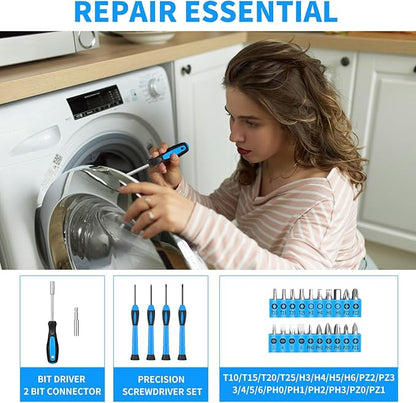 39 Piece Basic Home Tool Set Household Tool Set General Repair Small Hand Tool Kit in Toolbox Storage Case for Home Garage Office College Dormitory Use, Blue