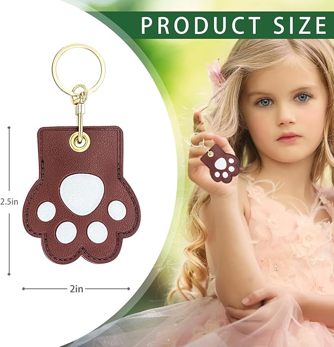 Leather Keychain Case Holder Compatible with Apple AirTag, GPS Airtag Keychain Finder Tracker with Key Ring, Anti-Scratch Protective Air Tag Cover