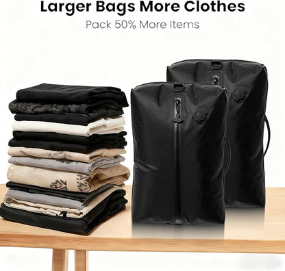 Vacuum Storage Bags for Travel with Portable Pump, Upgraded Vacuum Compression Bags for Travel, IPX8 Waterproof Zipper & 420D Nylon, Includes Electric Pump, Save 60% Luggage Space, 5-7 Day Trip