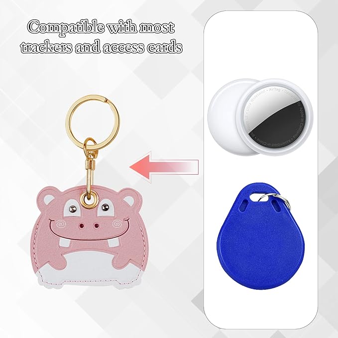 Leather Keychain Case Holder Compatible with Apple AirTag, GPS Airtag Keychain Finder Tracker with Key Ring, Anti-Scratch Protective Air Tag Cover