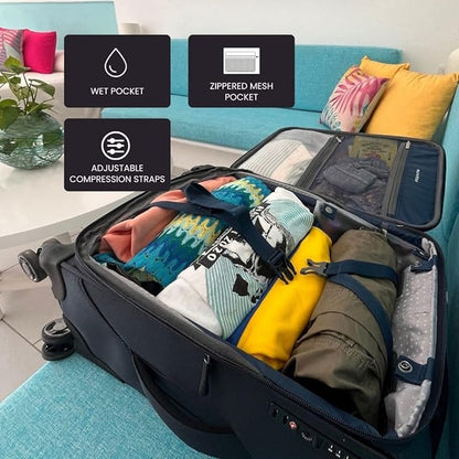 Ricardo Beverly Hills Avalon Softside 3-Piece Luggage Set Made with Sustainable 100% Recycled PET (rPET), Lightweight, Eco-Friendly Travel, Expandable, Dual Spinner Wheels, Black