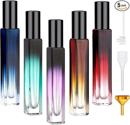 Segbeauty 0.34oz Empty Perfume Bottle, 5 Pack Glass Spray Bottles Travel Perfume Atomizer Sprayer Refillable Atomizer, Travel Size Spray Bottle, 10ml Portable Cologne Dispenser with Refill Tool Kit