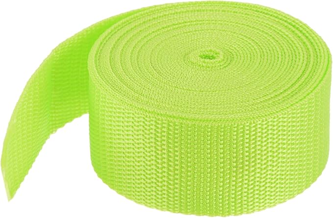MECCANIXITY Lightweight Polypropylene Webbing Strap 1 1/2" 5 Yard Backpack Strapping Band Yellowish Green for Outdoor Luggage Cargo Straps