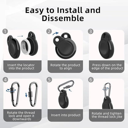 Waterproof Holder for AirTag Keychain Lock Case for Apple AirTags Keyring Durable Lightweight Cover for AirTag for Keys Kids Luggage Backpacks Pet Collar Black Blue 4Pack
