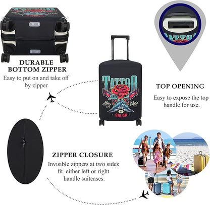 Explore Land Travel Luggage Cover Suitcase Protector Fits 23-26 Inch Case (Blade Rose, M)