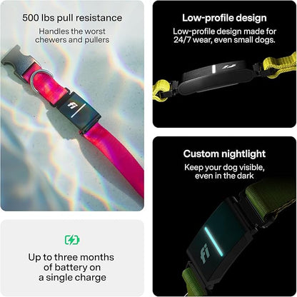 New Fi Series 3+ Smart Dog Tracker Collar [6 Month Membership Included] GPS Tracker for Dogs with Health & Behavior Monitoring, Escape Alerts, Waterproof, LED, Apple Watch Compatible (Blue, X-Large)