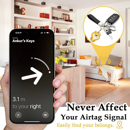 Leather Keychain for Airtag, Cute Protective Keychain Holder Compatible with Apple Air Tag,GPS Case Cover for Keys(Dog)