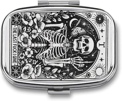 Metal 2 Compartment Pill Organizer Travel Friendly Portable Compact Pill Box Cute Pill Case to Hold Vitamins,Fish Oil,Supplements,Meds,Tablet for Purse,Pocket. (Last)