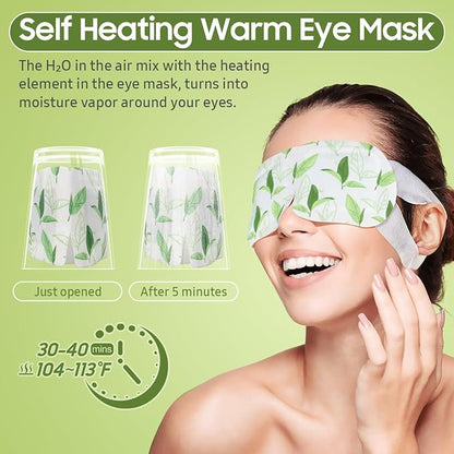 Steam Eye Mask, 10 Packs Heated Eye Mask, Self Heating Disposable SPA Warm Compress for Eyes Sleep Mask, Travel Essentials & Relaxation Gifts, Stocking Stuffers (Green Tea Scent)