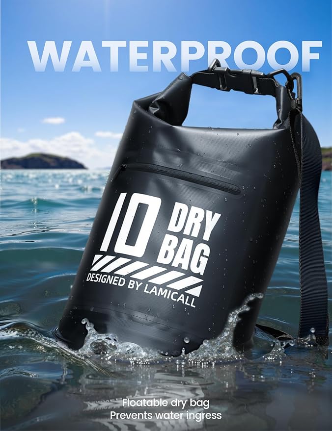 Lamicall Dry Bag, Waterproof Bag - [Durable & Floating] 5L/10L/20L/30L/40L Roll Top Drybag with Water Proof Phone Pouch for Travel Swimming Boating Kayaking Paddle Board Camping Beach Accessories