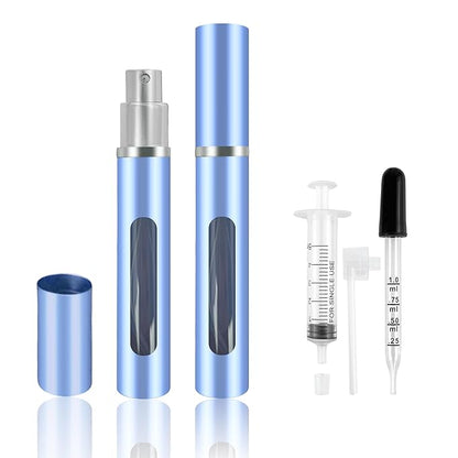 2 Pack Refillable Mini Perfume Atomizer Bottle，Portable Separate Bottles，Travel and Outings Spray Boxes Dispensers 5ml/0.2oz (Blue)