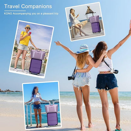 Kono Suitcase Set 3 Piece Luggage Set Expandable(only 28") Lightweight PC+ABS Carry On Hardside Luggage with TSA Lock Spinner Wheels (Purple, 6 piece set)
