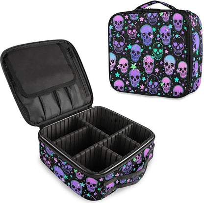MNSRUU Women Makeup Bag Stars Purple Skulls Makeup Bag Organizer Travel Cosmetic Bag for Teenage Girl Clear Make Up Bags with Zipper