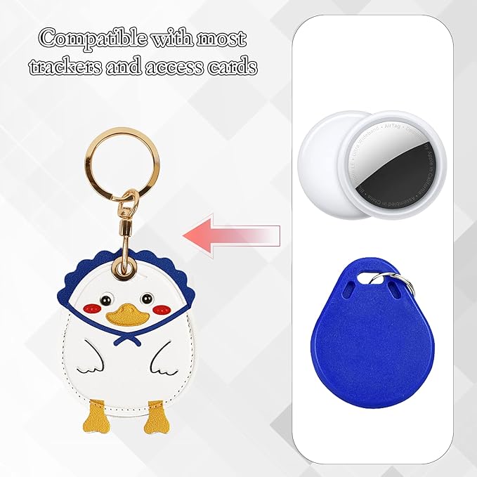 Leather Keychain Case Holder Compatible with Apple AirTag, GPS Airtag Keychain Finder Tracker with Key Ring, Anti-Scratch Protective Air Tag Cover