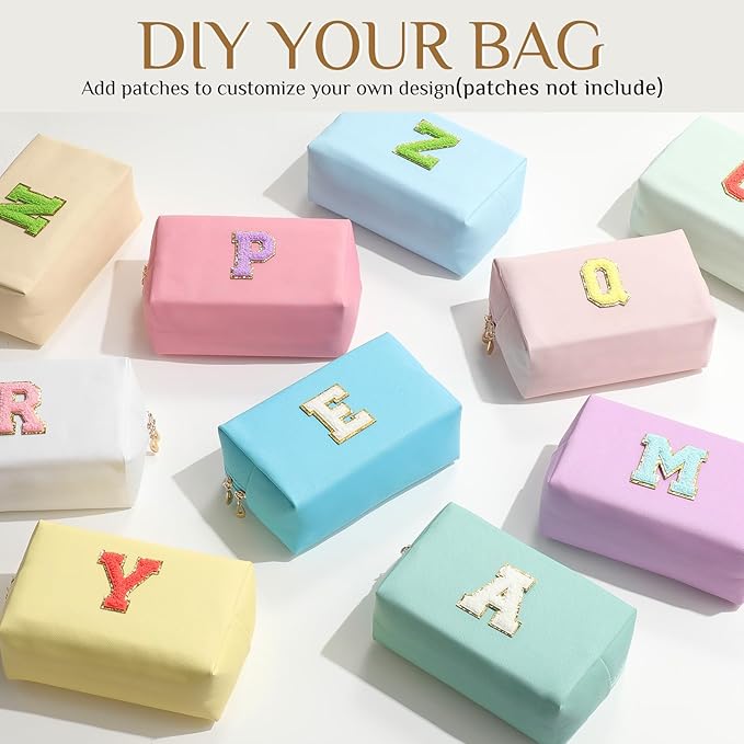 Cunno 100 Pcs Makeup Bags Bulk PU Leather Cosmetic Pouch Christmas Small Pouch Bag DIY Toiletry Bags Preppy Aesthetic Travel Storage Organizer for Women Travel Christmas Party Gift(Pastel)