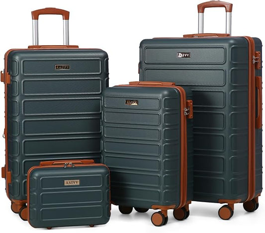 4 Piece Luggage Set Expandable ABS Travel Suitcase Set TSA Lock Hardshell Durable Lightweight Traveling Luggage Sets Gift for Back to School (Amy Green, 28in26in20in13in)