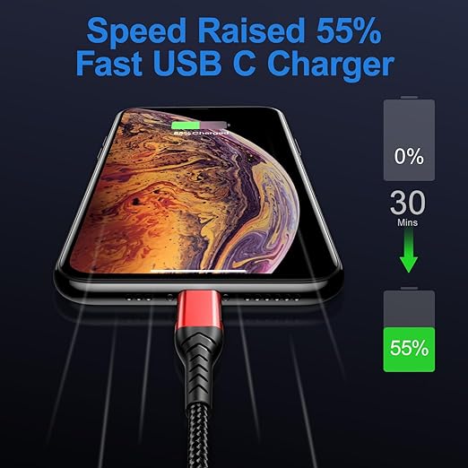 Durcord USB C Cable, 2Pack 60W 6ft USB C to USB C Charger Cable Fast Charging for Android/Phone/Pad, Type C to Type C Charger Braided Compatible with iPhone 15 Pro/Plus/Max/Android/Phone/Pad Red