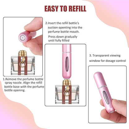 Atomizer Sprayer for Perfume, Travel Size Perfume Refillable Bottle Cologne Spray Bottles Empty Small and Portable, Easy to Filling Suitable for Traveling, Business, Outgoing(5ml, 6PCS)