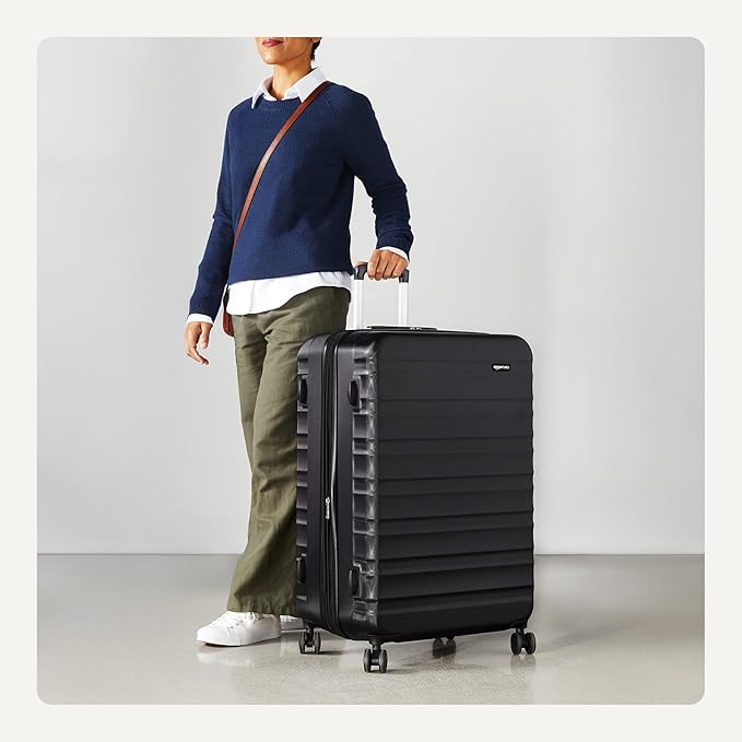 Amazon Basics 30" Hardside Large Checked Luggage, Hardshell Suitcase With Wheels, Expandable For Up to 15% More Space, With Scratch-Resistant Surface, Four Multi-directional Wheels, Black