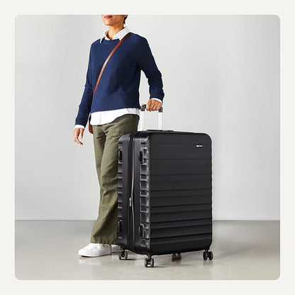 Amazon Basics 30" Hardside Large Checked Luggage, Hardshell Suitcase With Wheels, Expandable For Up to 15% More Space, With Scratch-Resistant Surface, Four Multi-directional Wheels, Black