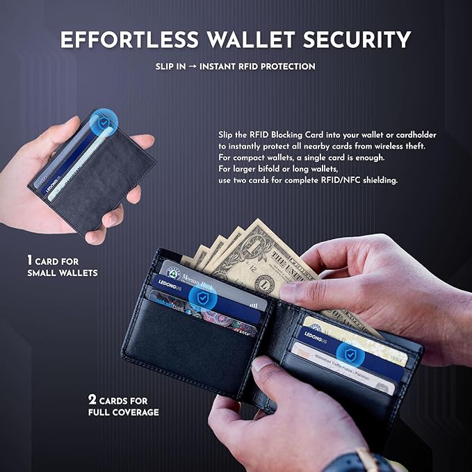 RFID Blocking Cards – 6 Pack | Anti-Theft Contactless NFC Protection for Debit Credit Cards & Wallet | Slim & Durable Perfectly fits in Wallet | 2 RFID Sleeves Included | Blue