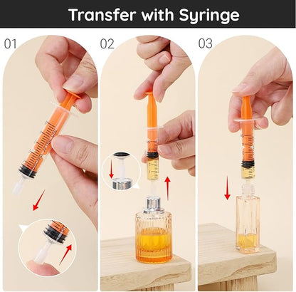 Segbeauty 10pcs 5ml DIY Perfume Travel Refillable Decanter Kit, Plastic Perfume Funnel Dispenser Refill Tool 0.34oz Extractor Pump, Decants Refill Making Kit for Travel Cologne Bottles Decanting