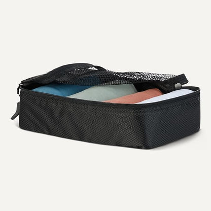 Amazon Essentials 4-Piece Packing Cubes Travel Accessories Set, Luggage Organizer with Double Zipper, Mesh Top, 100% Polyester, Small, Black (Previously Amazon Basics)