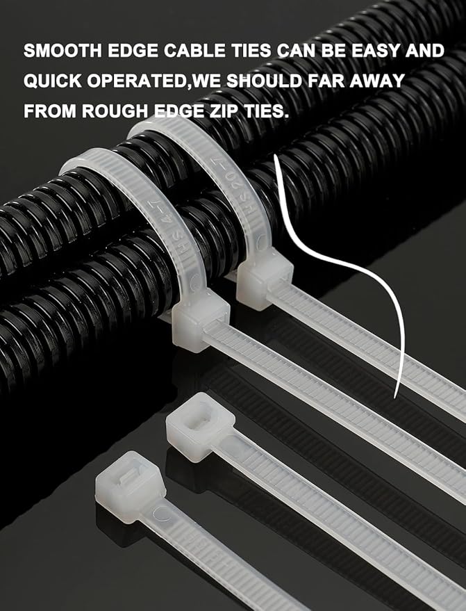 HS Long Heavy Duty Cable Tie Straps Plastic (50 Pack) Outdoor Strong Large Zip Ties 30 Inch,Industrial Zipties 200 Pound Strength UV Black