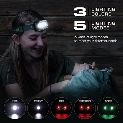 EverBrite Headlamp, 2 Pack Kids Headlamp with Red Light and Memory Function, Head Lamp for Adults and Kids with 5 Modes, Bright Headlamps for Camping, Running, Christmas Gifts, Batteries Included