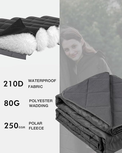 Large Waterproof Stadium Blanket, Soft Warm Fleece Camping Blanket Windproof for Cold Weather, 79"x 59" Triple Layers for Outdoor Sports, Concerts, Car, Dog