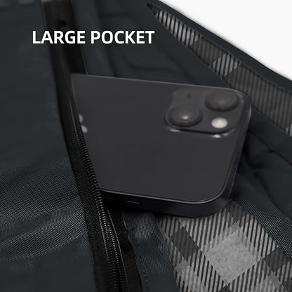 Outdoor Waterproof Blanket, Foldable Fleece Stadium Blanket for Outdoor Sports Event, Camping, Concerts, Car, Pet, Picnics - Windproof, Wearable, Machine Washable 80" x 58" (Black Check)