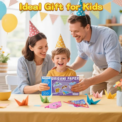 308 Sheets Origami Paper Kit for Kids Ages 5-8 8-12 with Guiding Book DIY Art and Crafts Supplies Kits for Girls and Boys Square Easy Fold Paper Travel Activities Birthday Christmas Gifts