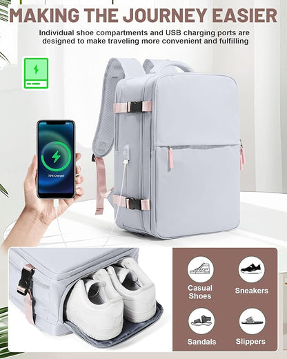 Vacuum Backpack With Pump Large Travel Laptop Backpacks For Women Men Carry On Backpack Vacpack Backpacks With Vacuum Compression Grey