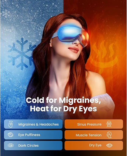 BOB AND BRAD Eye Massager with Heat and Cooling, EyeOasis 3 Eye Mask for Migraines, Sleep Mask with Heat, Compression, Music, Headache Massager for Dry Eyes Strain Migraine Relief Improve Sleep